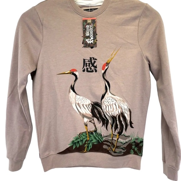 Blind Rooster Sz Small Mauve Asian Influenced Sweatshirt (E22) NWTs - Picture 1 of 5